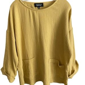 Jones New York Mustard Yellow Cuffed Sleeve Tunic